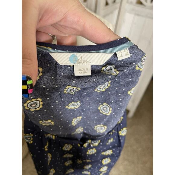 Boden Women’s Floral Boxy Cut Short Sleeve Shirt Paisley Floral Blue Size US 8 - Picture 4 of 6